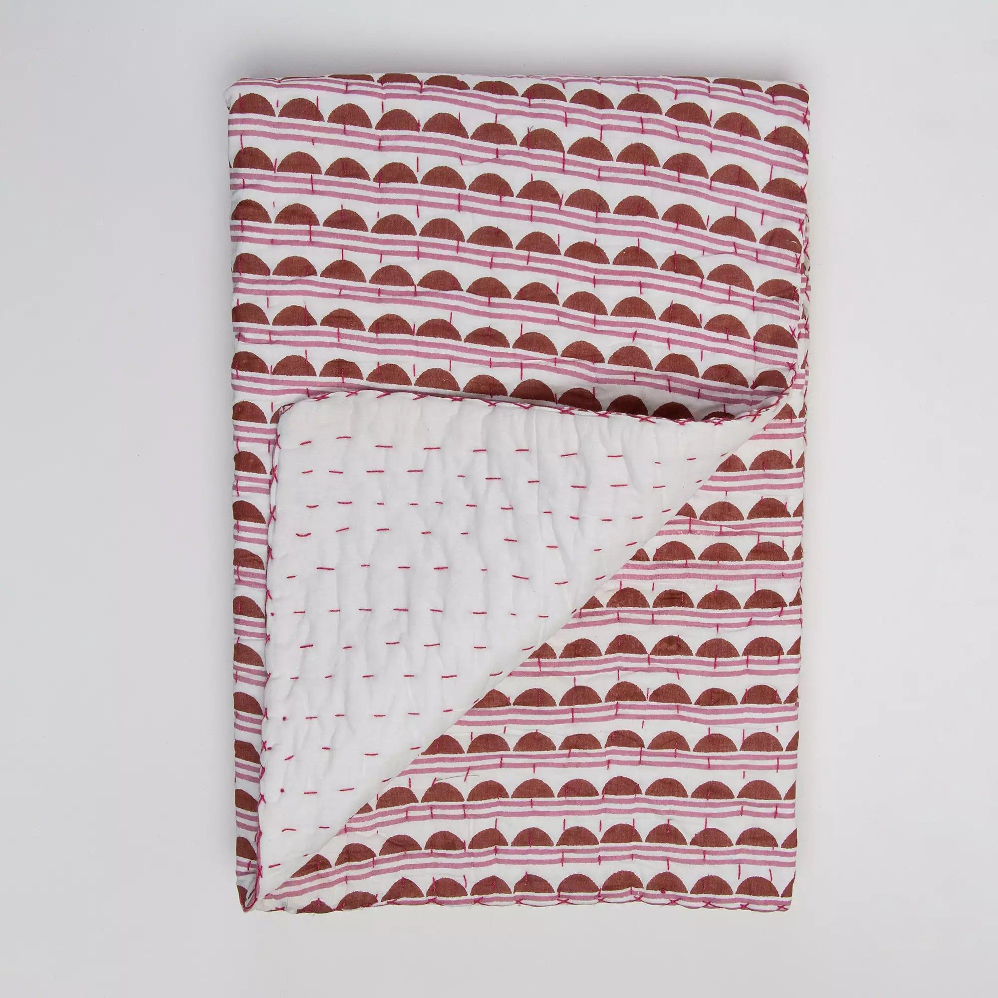 Premium Cotton Hand Block Red Geometric Baby Blankets For Winter 108